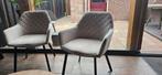 4 eetkamerstoelen velvet champagne, Gebruikt, Overige kleuren, Ophalen of Verzenden, Vier