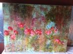 Leuk schilderij FLOWERS 60x80 3D doek linnen, Ophalen of Verzenden