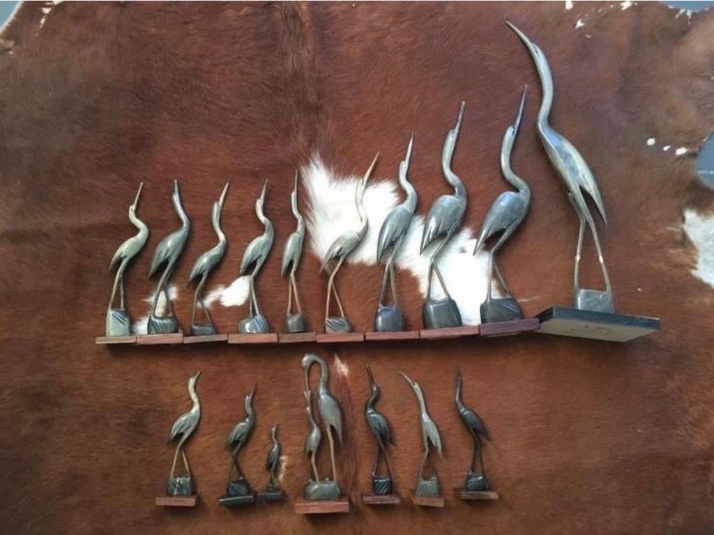 Antieke India Horn Vogels Decoratie Art Deco, Ophalen of Verzenden