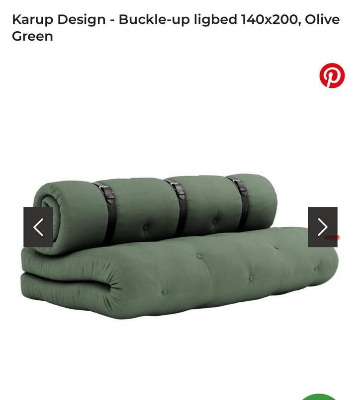 Karup Buckle Up Slaapbank 140x200, Huis en Inrichting, Slaapkamer | Bedden, Gebruikt, Tweepersoons, 140 cm, 200 cm, Stof, Groen