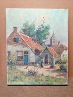 Bernard Medema 1891-1982, olieverf op doek, boerin op erf, Ophalen of Verzenden