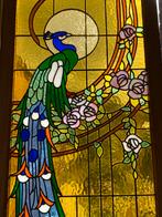 Glas in Lood Ramen - Pauwen in Hardhouten Frame, Ophalen