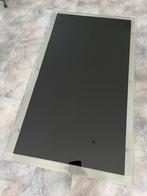 RVS salontafel met glasplaat, Ophalen, Gebruikt, 100 tot 150 cm, 50 tot 100 cm