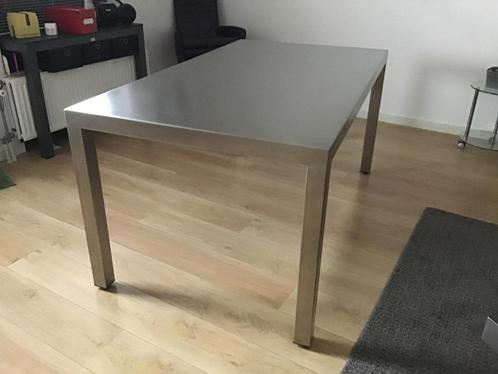 Rvs tafel 160x90, Huis en Inrichting, Tafels | Eettafels, Zo goed als nieuw, 50 tot 100 cm, 150 tot 200 cm, Vijf personen of meer