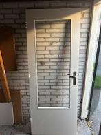 Binnendeur met glas - hout 200cm x 77cm, Ophalen, 80 tot 100 cm, Binnendeur, Zo goed als nieuw