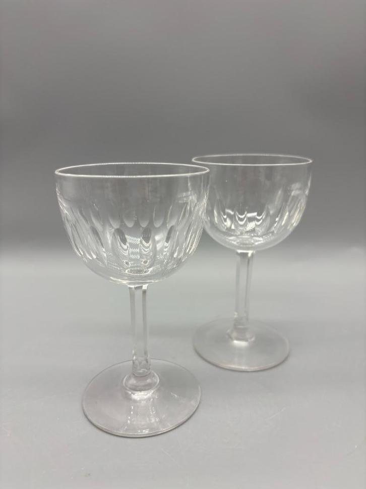 Set geslepen kristallen glaasjes olijfslijpsel 2 stuks, Antiek en Kunst, Antiek | Glas en Kristal, Ophalen of Verzenden
