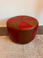 Vintage leren poef, Minder dan 50 cm, Gebruikt, Rond, Leer