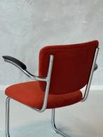 Sledestoel fauteuil vintage buisframestoel armstoel ribstof, Metaal, Gebruikt, Minder dan 75 cm, Vintage
