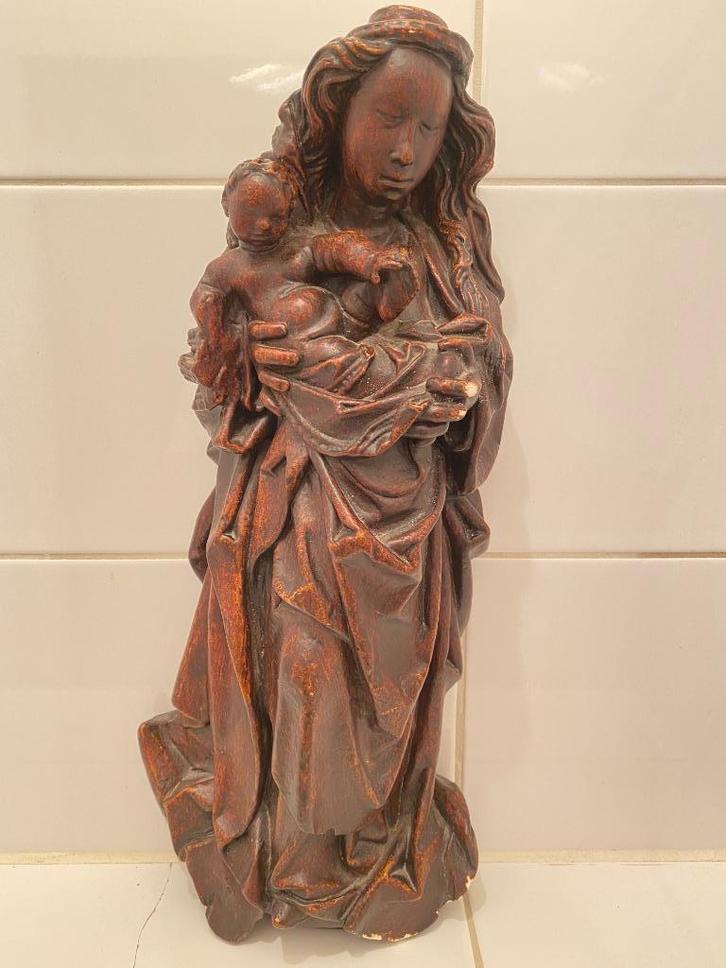Mariabeeld met Kind Muurbeeld Gips Lakzegel Zuidhorn, Antiek en Kunst, Antiek | Religie, Ophalen of Verzenden