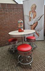 FIFTIES SIXTIES AMERIKAANSE BARKRUKKEN BEL AIR BAR TAFEL, Huis en Inrichting, Barkrukken, 4 krukken, Ophalen, Zo goed als nieuw