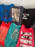 6 zwangerschaps T-shirts lange mouwen met Prints - Maat L, Ophalen, Blauw, Maat 42/44 (L), Korte mouw
