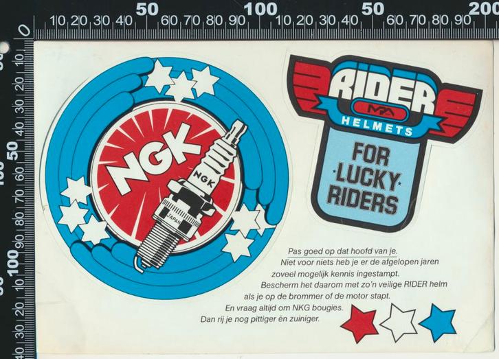 Sticker: NGK Spark Plugs - Rider Helmets (Stickervel), Verzamelen, Stickers, Zo goed als nieuw, Auto of Motor, Verzenden