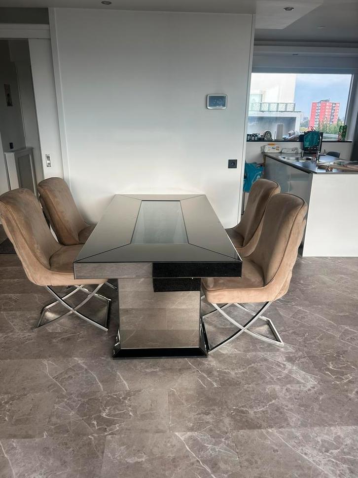 Eettafel met stoelen, Huis en Inrichting, Tafels | Eettafels, Zo goed als nieuw, 50 tot 100 cm, Rechthoekig, Ophalen of Verzenden