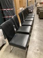 6 eetkamerstoelen  leer antraciet Bert Plantagie SAMEN €325, Huis en Inrichting, Stoelen, Zwart, Leer, Ophalen of Verzenden, Zo goed als nieuw
