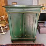 Brocante oude groene biedermeierkast meidenkast, Antiek en Kunst, Curiosa en Brocante, Ophalen