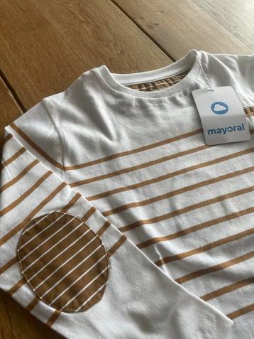 Longsleeve mayoral, nieuw, wit/zand, maat 110. beschikbaar voor biedingen