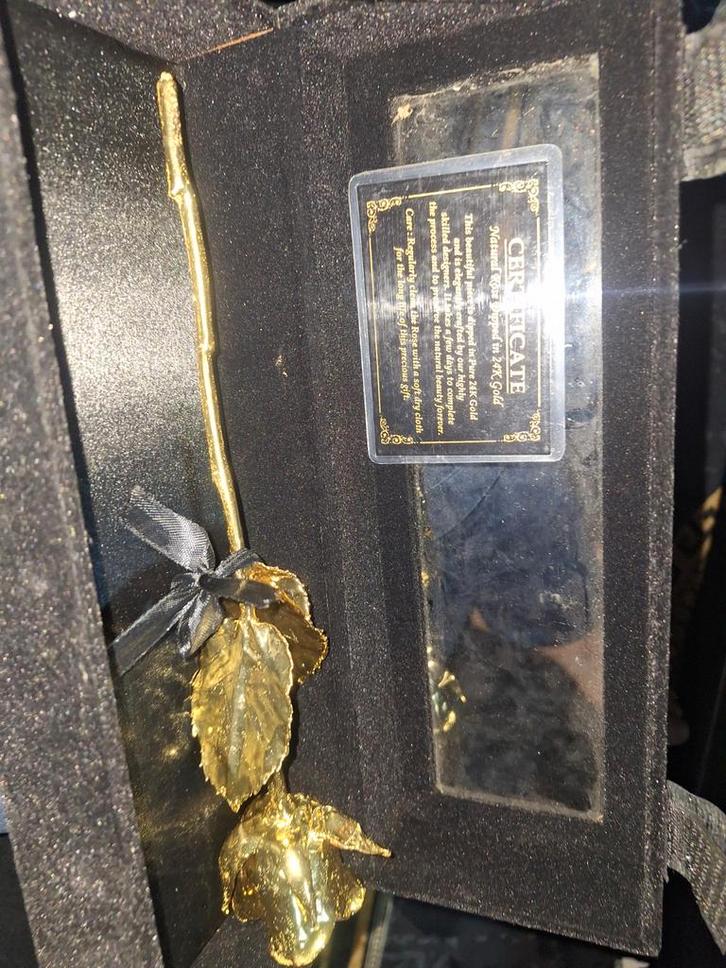24K Gouden Roos Mikamax - Nieuw met Certificaat, Huis en Inrichting, Woonaccessoires | Dienbladen, Nieuw, Metaal, Overige vormen