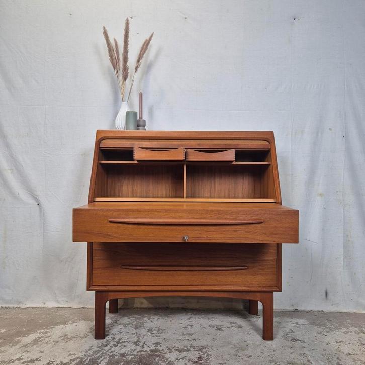 Bernhard Pedersen & Søn, vintage Deense secretaire, kaptafel, Huis en Inrichting, Kasten | Secretaires, Gebruikt, Ophalen