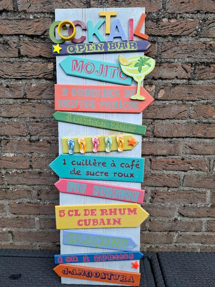 Groot Houten cocktailbord, Verzamelen, Merken en Reclamevoorwerpen, Nieuw, Reclamebord, Ophalen of Verzenden