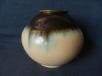 Fraaie vaas beige bruin groen glazuur Mobach Utrecht h. 13,7, Ophalen of Verzenden