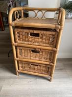 Rotan vintage ladekast, Ophalen, 50 tot 100 cm, Zo goed als nieuw, 3 of 4 laden