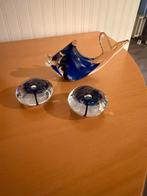 Glazen beeldjes met blauw accent, Antiek en Kunst, Ophalen of Verzenden