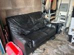 Zwarte leren tweezitsbank GRATIS, Huis en Inrichting, Ophalen, Gebruikt, 150 tot 200 cm, Tweepersoons