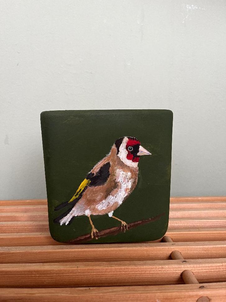 Handbeschilderde Bloempot Puttertje, Tuin en Terras, Bloempotten, Zo goed als nieuw, Aardewerk, Minder dan 40 cm, Minder dan 25 cm