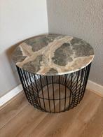 Moderne bijzettafel met marmeren blad en opbergruimte, Huis en Inrichting, Overige materialen, Minder dan 55 cm, Rond, Zo goed als nieuw