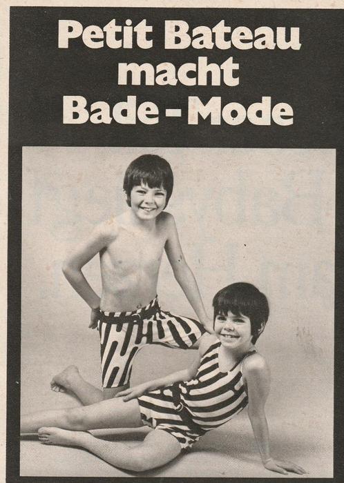 Retro reclame 1971 Petit Bateau kinder badkleding strandmode, Verzamelen, Retro, Overige typen, Verzenden