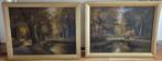 2 stuks A van de Burg “Bos gezicht met beek”., Ophalen of Verzenden