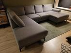 Grijze hoekbank, Huis en Inrichting, Banken | Bankstellen, Ophalen, Hoekbank, 300 cm of meer, Zo goed als nieuw