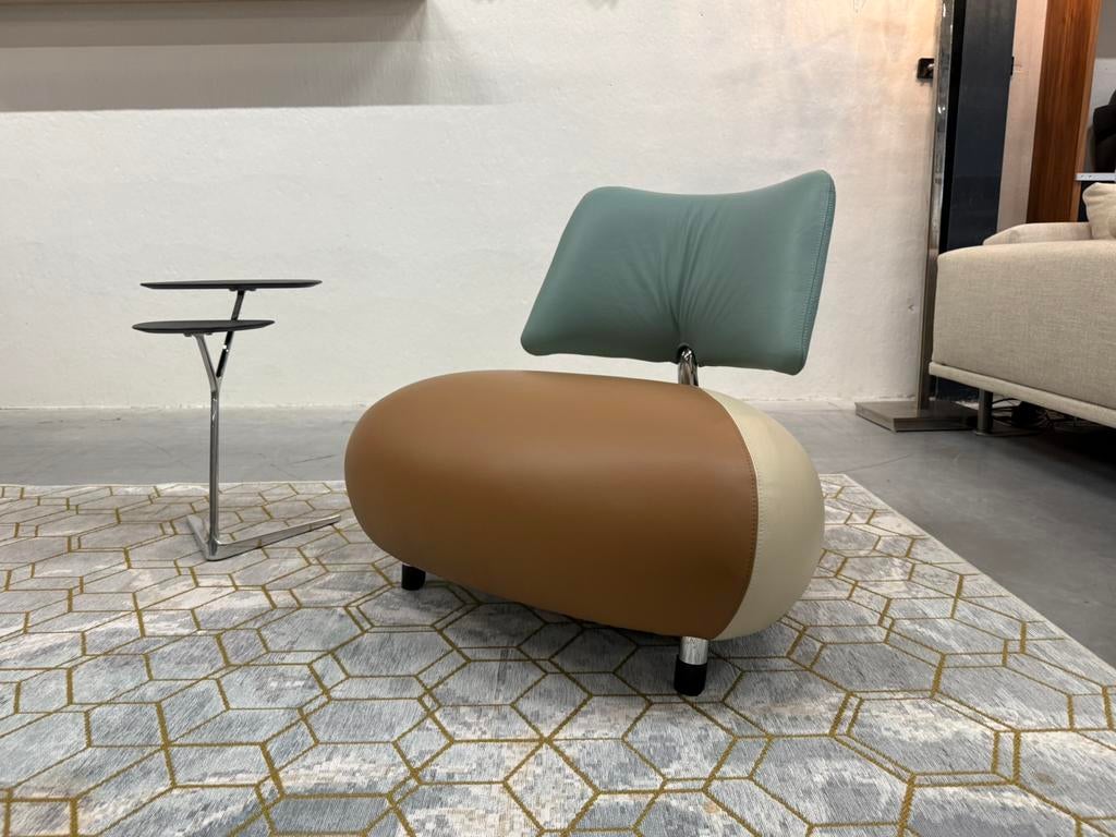 Nieuw Leolux Pallone Fauteuil leer camel blauw design stoel, Leolux, Nieuw, Ophalen of Verzenden, 50 tot 75 cm