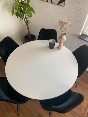 Docksta eettafel met 5 velvet stoelen