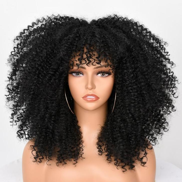 Zwarte Afro Pruik Vrouwen Krullen Haar Haarstuk Haren, Sieraden, Tassen en Uiterlijk, Uiterlijk | Haarverzorging, Nieuw, Pruik of Haarverlenging