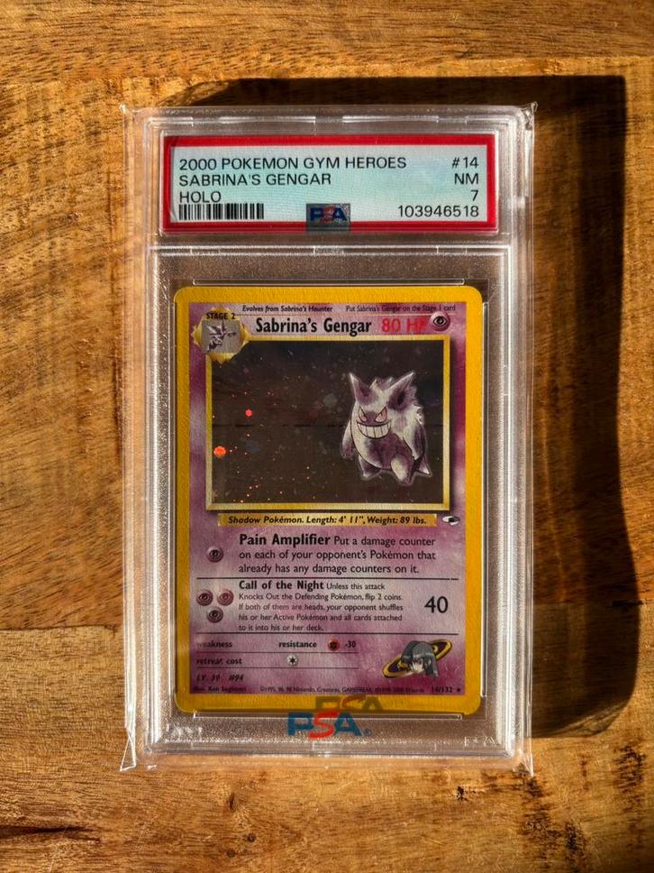 Sabrina’s Gengar 14/132 PSA 7, Hobby en Vrije tijd, Verzamelkaartspellen | Pokémon, Zo goed als nieuw, Ophalen of Verzenden