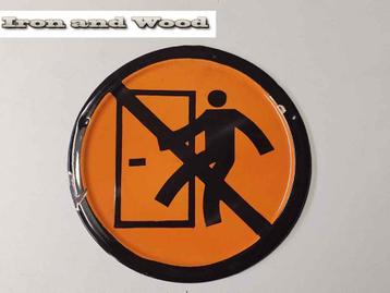 Vintage oranje emaille wandbord D25 cm - verboden doorgang  beschikbaar voor biedingen