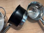 Pannenset met deksels - Gebruikt, Huis en Inrichting, Keuken | Potten en Pannen, Ophalen, Gebruikt, Inductieplaat, Pannenset