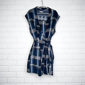 Kings of Indigo Jurk Maat M Blauw Wit Ruit Overslag Morphia beschikbaar voor biedingen
