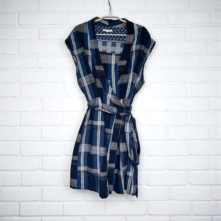 Kings of Indigo Jurk Maat M Blauw Wit Ruit Overslag Morphia, Kleding | Dames, Jurken, Zo goed als nieuw, Maat 38/40 (M), Blauw