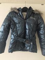 Mooie blauwe metallic meisjes winterjas zgan, Ophalen of Verzenden, Zo goed als nieuw, Meisje, Jas