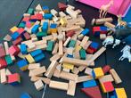 Houten bouw blokken met dierenset in opbergbox geen Jenga, Ophalen of Verzenden, Zo goed als nieuw, Overige merken