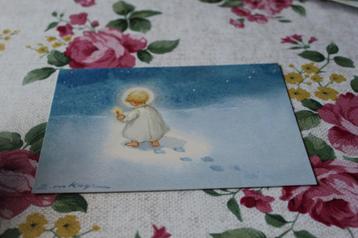 Kerst Postkaart - Kind loopt in Sneeuw met Licht, E. Kager beschikbaar voor biedingen