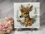 Knutsel servetten Hert met bloemen decoupage nr 018, Ophalen of Verzenden, Nieuw, Materiaal