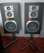 Akai SR-H210 speakers op statief, Front, Rear of Stereo speakers, Gebruikt, Ophalen of Verzenden