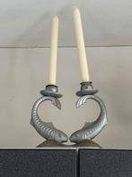 Vintage kandelaar met oude kaarsen., Ophalen of Verzenden, Overige materialen