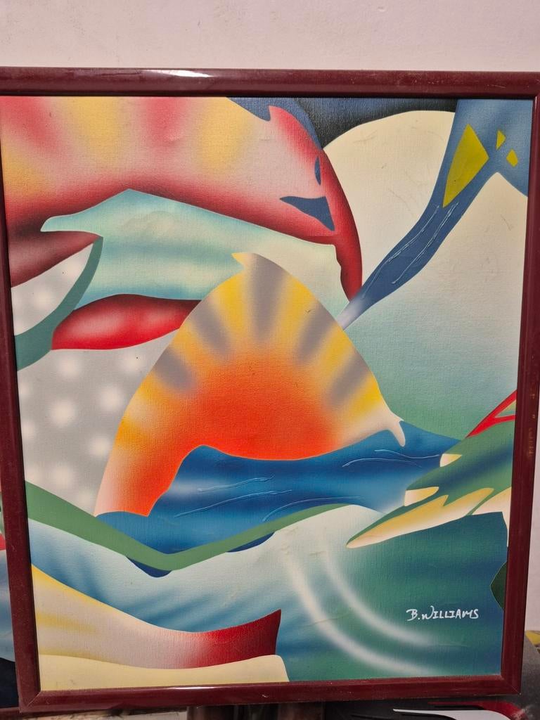 Abstract Schilderij Gesigneerd B. Williams, Antiek en Kunst, Kunst | Schilderijen | Abstract, Ophalen of Verzenden