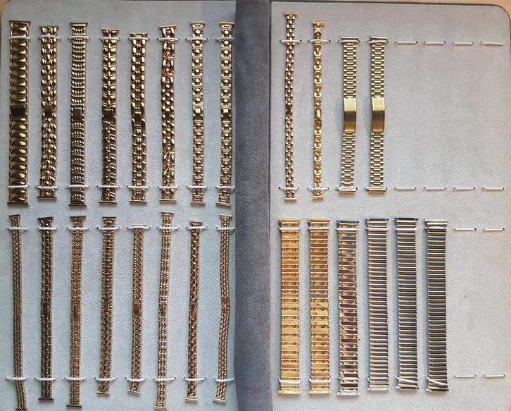 26  horlogearmbandjes in een map. NIEUW,, Sieraden, Tassen en Uiterlijk, Horloges | Heren, Nieuw, Polshorloge, Overige merken