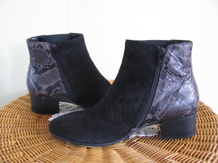 Gabor Comfort * 6.5 G * zwart suede + reptiel print * ZGAN *, Kleding | Dames, Schoenen, Zo goed als nieuw, Lage of Enkellaarzen