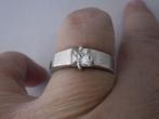 zilveren ring met vierkante heldere steen [1024], Verzenden, Zo goed als nieuw, 17 tot 18, Dame